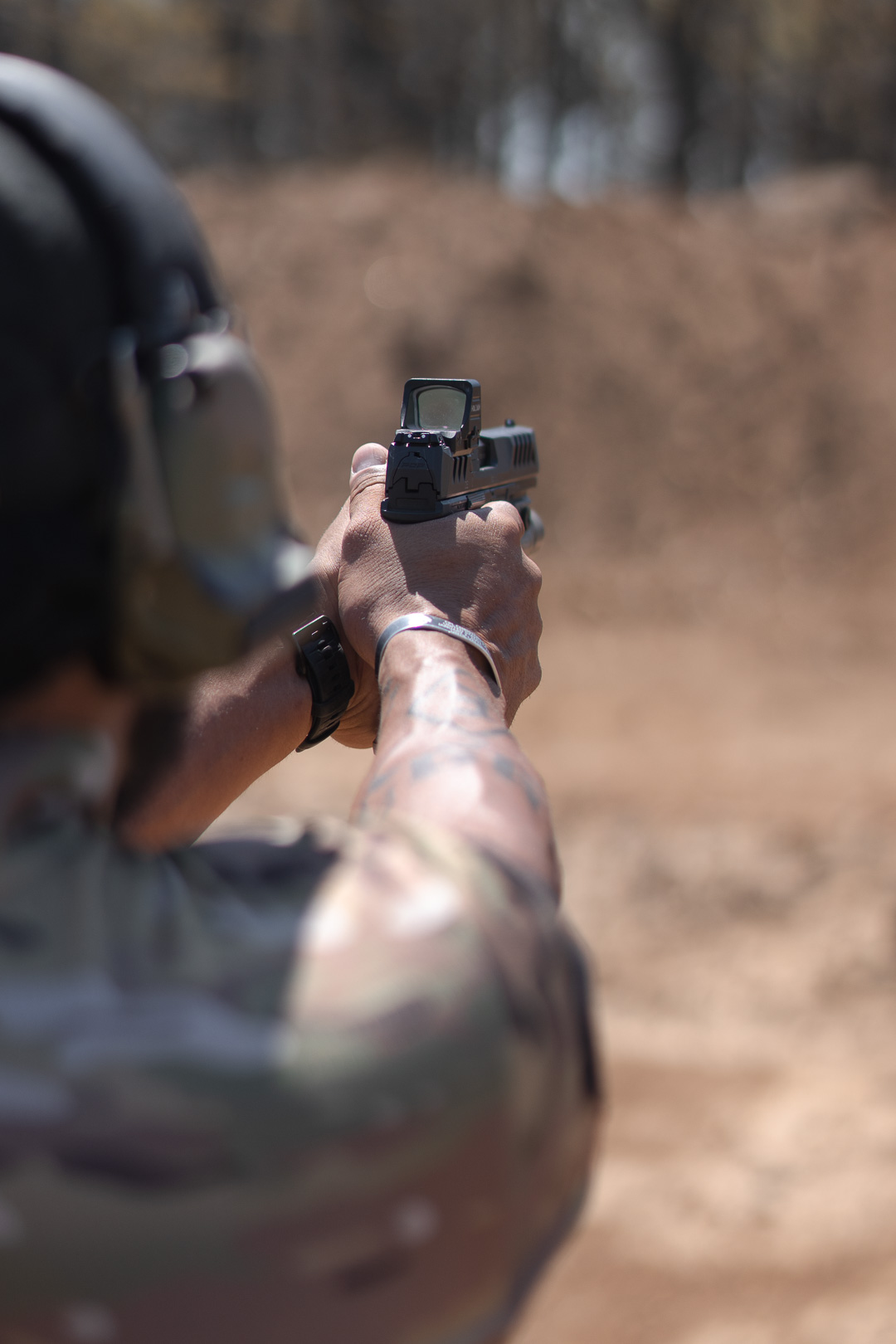 Tactical firearms training at outdoor range